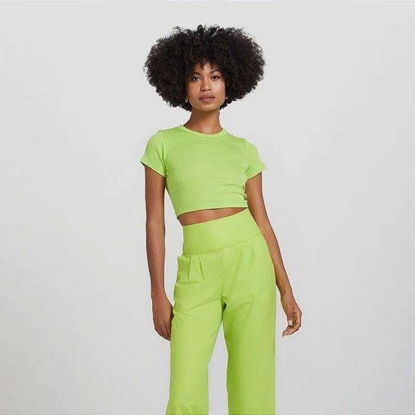 BLUSA HERING MANGA CURTA 4F8L MALHA CANELADA FEMININA