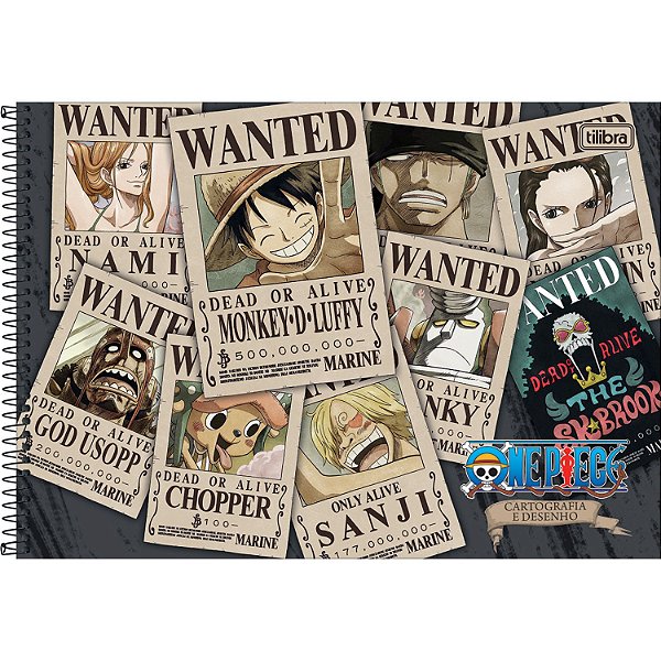 CADERNO TILIBRA CARTOGRAFIA/DESENHO CAPA DURA ONE PIECE 80 FOLHAS 86-P