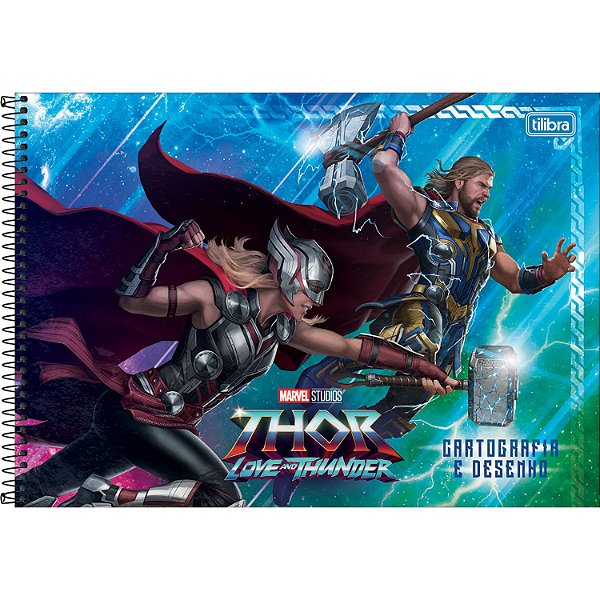 CADERNO TILIBRA CARTOGRAFIA/DESENHO CAPA DURA THOR AMOR TROVÃO 80 FOLHAS 1311-P