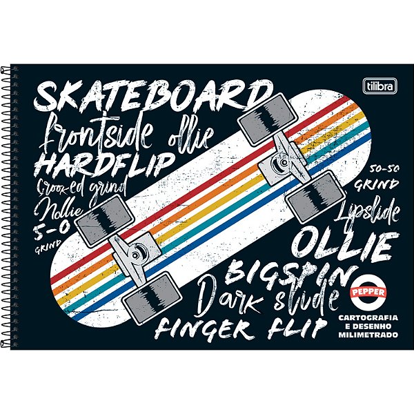 CADERNO TILIBRA CARTOGRAFIA/DESENHO CAPA DURA PEPPER 80 FOLHAS 17688-P (CORES SORTIDAS)