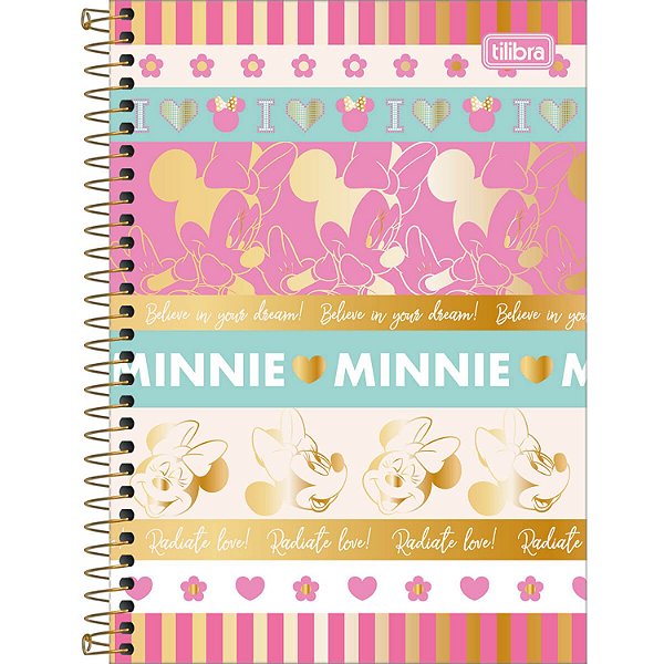 CADERNO TILIBRA ESPIRAL CAPA DURA 1/4 (P) MINNIE 80 FOLHAS 3109-P (CORES SORTIDAS)