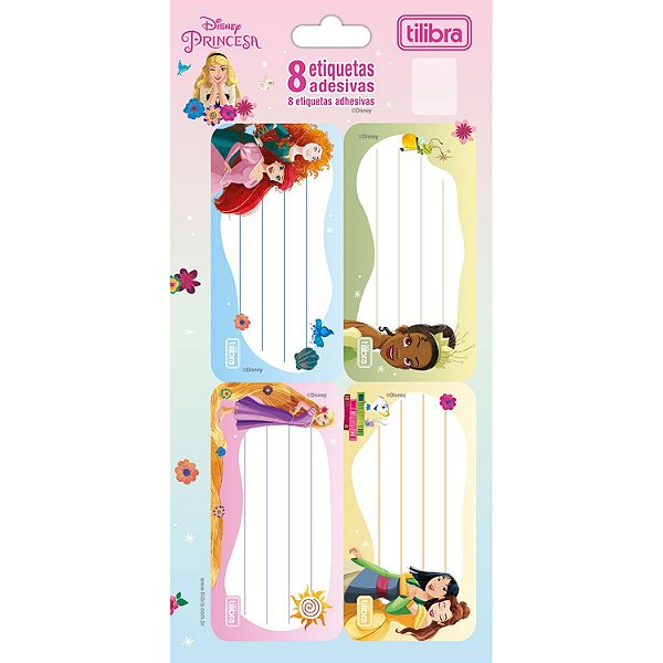 ETIQUETA TILIBRA ESCOLAR PRINCESAS CARTELA COM 8 3712-P (CORES SORTIDAS)