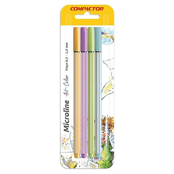 CANETA COMPACTOR MICROLINE 1.0MM COM 4 ARTCOLOR PASTEL 0027 237363-P