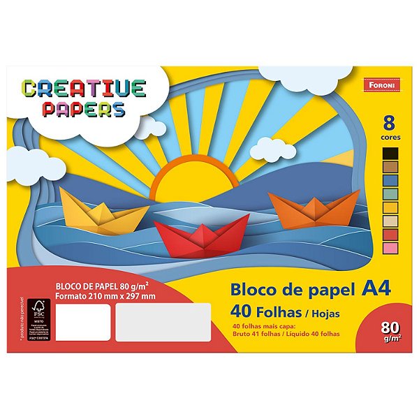 PAPEL FORONI CREATIVE PAPERS FOSCO BLOCO 40 FOLHAS 933-P