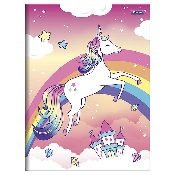 CADERNO FORONI BROCHURÃO CAPA DURA UNICÓRNIO 80 FOLHAS 1809-P (CORES SORTIDAS)