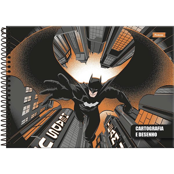 CADERNO FORONI CARTOGRAFIA CAPA DURA BATMAN 96 FOLHAS 92736-P (CORES SORTIDAS)