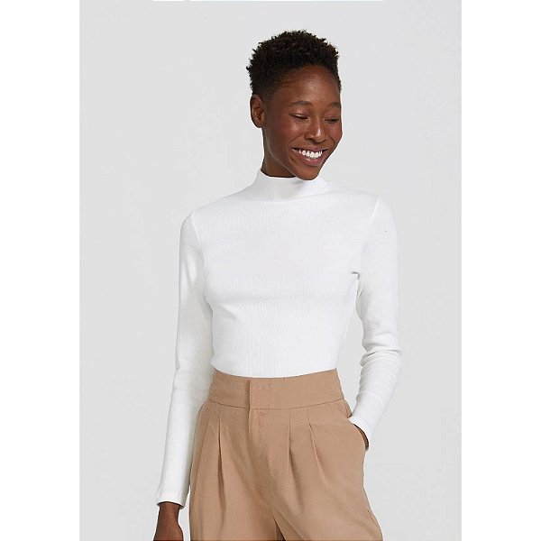 BLUSA HERING MANGA LONGA 4FD5NMC GOLA ALTA MALHA CANELADA FEMININA