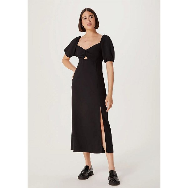 VESTIDO HERING MANGA CURTA HAHM VISCOSE/POLIÉSTER MIDI