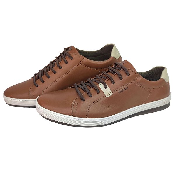 TÊNIS FREE WAY CASUAL TRACK 01 COURO 3813 WHISKY MASCULINO