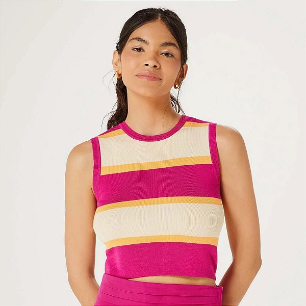 BLUSA HERING REGATA K4U11D LISTRADA ROSA FEMININA