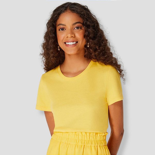 BLUSA HERING MANGA CURTA TSHIRT 0241YVU ALGODÃO LISA FEMININA