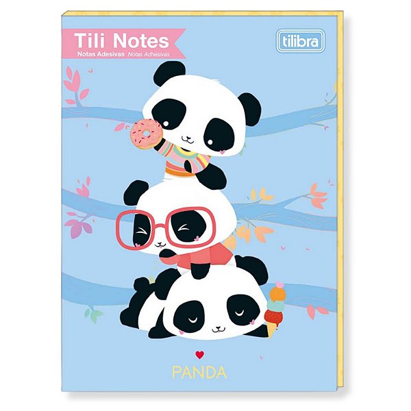 PAPEL TILIBRA BLOCO DE NOTAS PANDA 345393 KIT/8 26592-P (CORES SORTIDAS)