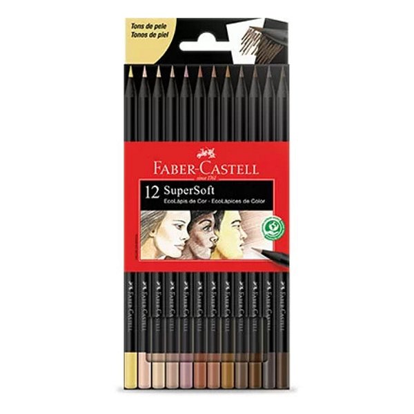LÁPIS FABER COR CAIXA COM 12 SUPERSOFT TONS PELE 120712SOFT 75241-P