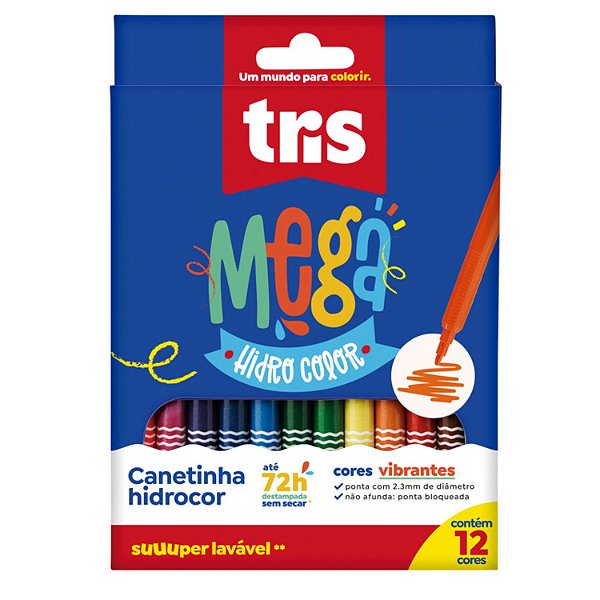 CANETA TRIS HIDROCOR MEGA CAIXA COM 12 687063 VAI E VEM 77655-P