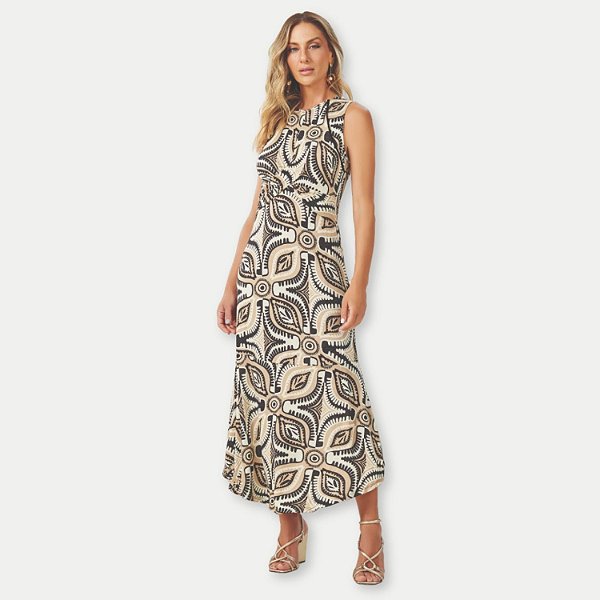 VESTIDO DOCE TRAMA REGATA MALHA ESTAMPADO  FEMININO