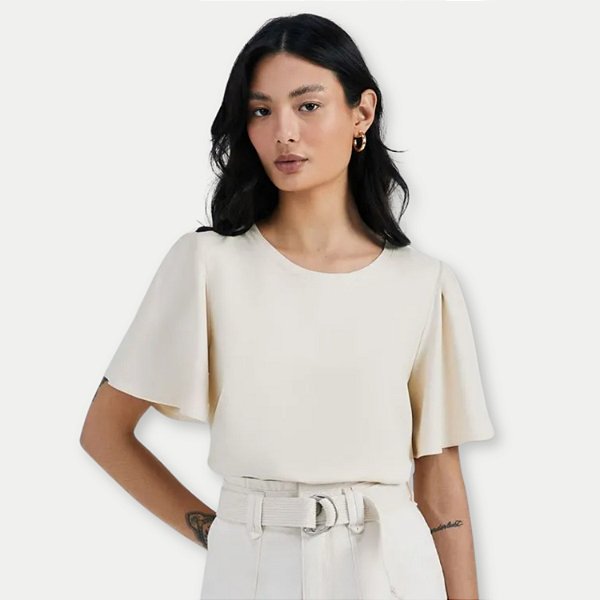 BLUSA HERING MC VISCOSE OFF WHITE FEMININA