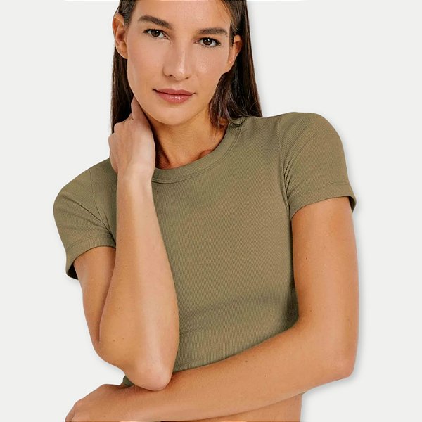 BLUSA HERING MC MALHA CANELADA VERDE FEMININA