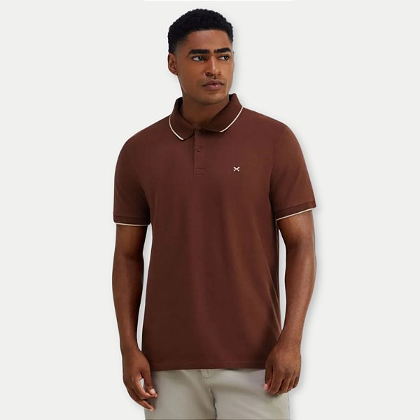 POLO HERING MC COMFORT MALHA MARROM MASCULINA