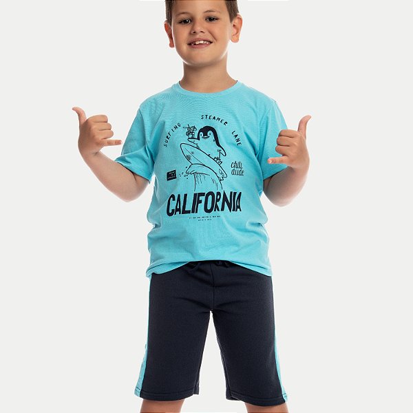 CONJ. VERÃO BY GUS BERMUDA MOLETOM CAMISETA MC MASCULINO INFANTIL