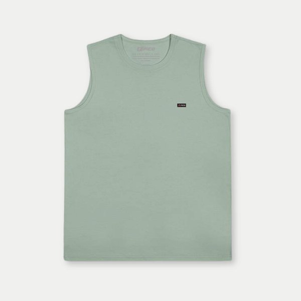 CAMISETA FICO REGATA ALGODÃO LISA VERDE MASCULINA