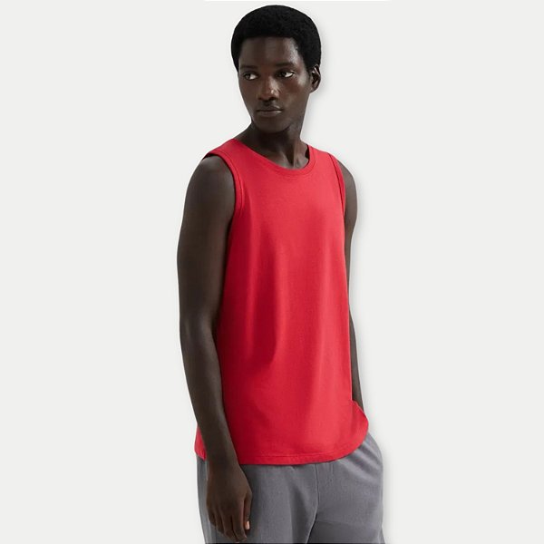 CAMISETA HERING REGATA  ALGODÃO LISA VERMELHO MASCULINO