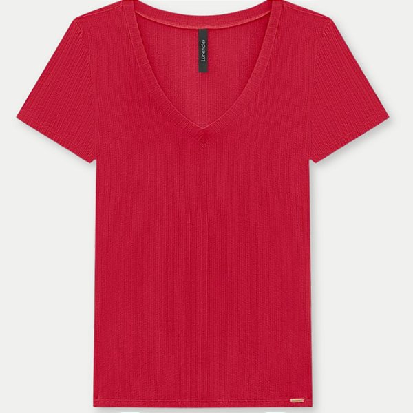 BLUSA LUNENDER MC MALHA CANELADA VERMELHO FEMININO