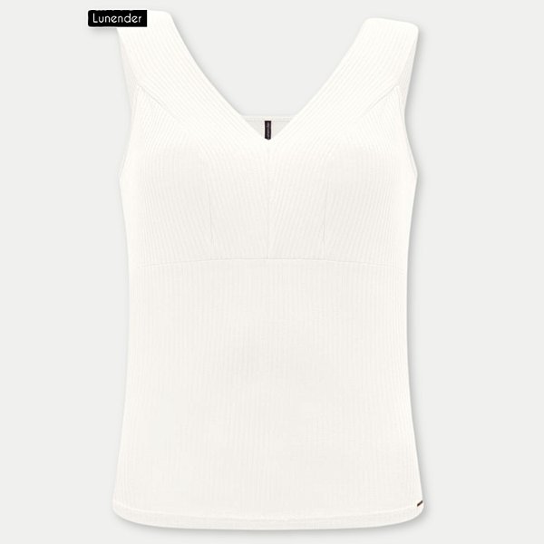 BLUSA LUNENDER REGATA MALHA CANELADA OFF WHITE FEMININO