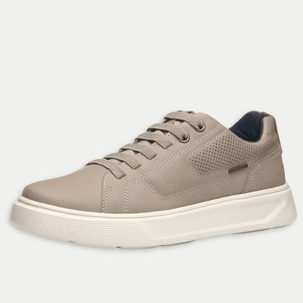 TÊNIS PEGADA CASUAL COM CADARÇO COURO BEGE MASCULINO