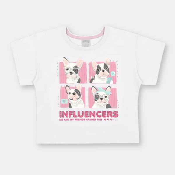 BLUSA ALAKAZOO MC T-SHIRT ALGODÃO SILKADA BRANCO FEMININA