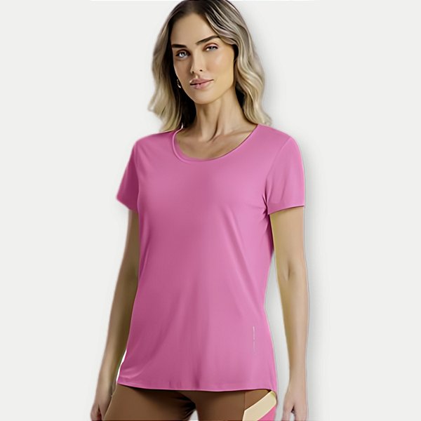 BLUSA GRAPHENE MC POLIAMIDA FITNESS ROSA FEMININA