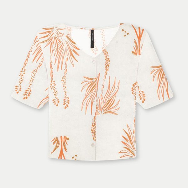 BLUSA LUNENDER MC VISCOSE ESTAMPADO OFF-WHITE FEMININA