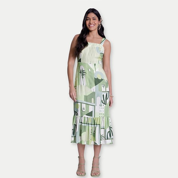 VESTIDO LUNENDER REGATA VISCOSE ESTAMPADO