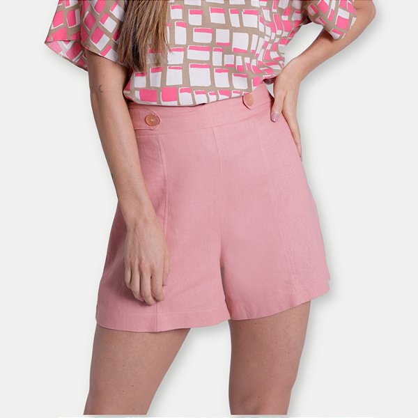 SHORT LUNENDER LINHO ALFAIATARIA FEMININO