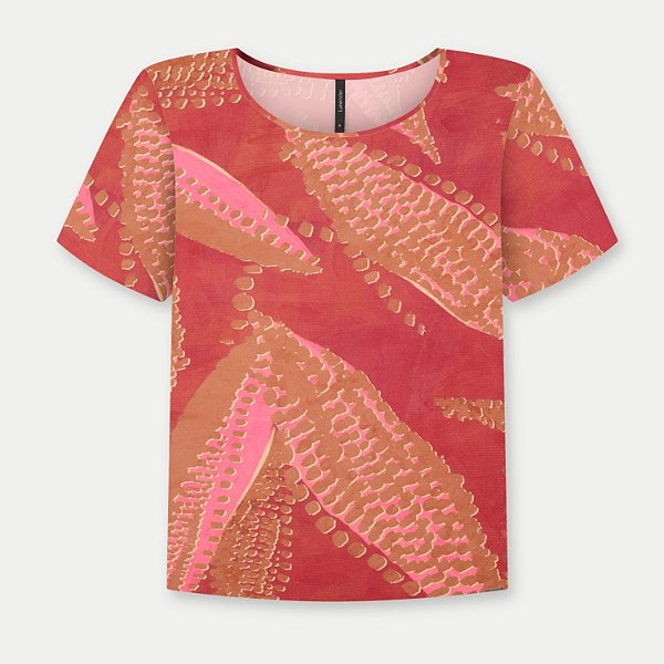 BLUSA LUNENDER MANGA CURTA VISCOSE ESTAMPADA FEMININA