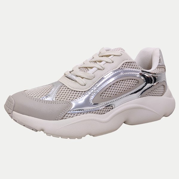 TÊNIS VIZZANO SNEAKER  OFF WHITE CINZA E PRATA FEMININO