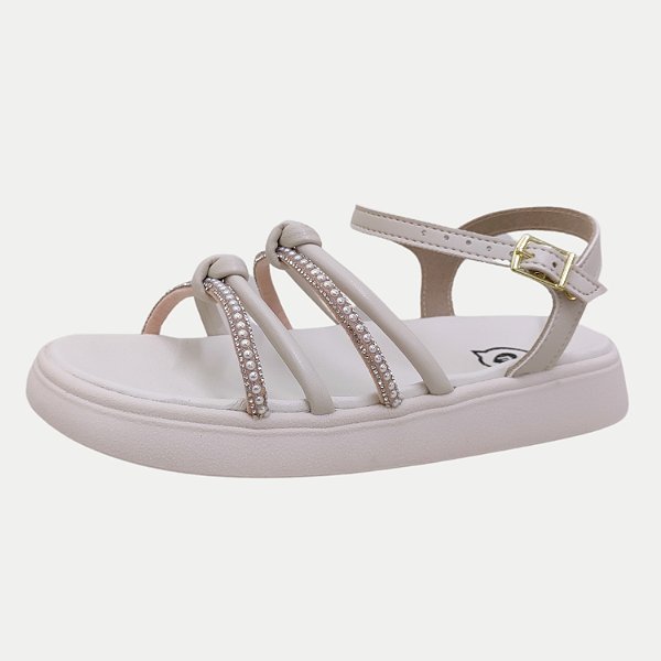 SANDALIA MOLEKINHA ANABELA BAIXA OFF WHITE FEMININA