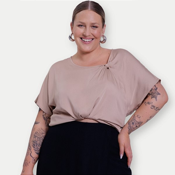 BLUSA LUNENDER MC MAIS MULHER VISCOSE BEGE FEMININA