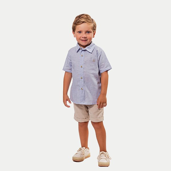 CONJUNTO VERÃO VIGAT BERMUDA E CAMISA MANGA CURTA AZUL MASCULINO INFANTIL