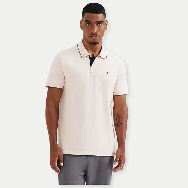 POLO HERING MANGA CURTA COMFORT PIQUET ROSA CLARO LISA MASCULINO ADULTO
