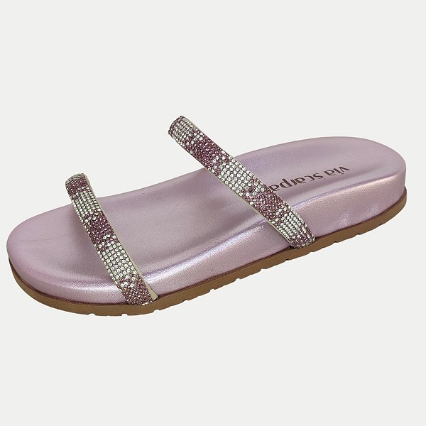 TAMANCO VIA SCARPA ANABELA BAIXO METALIZADO ROSA FEMININO ADULTO