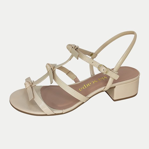 SANDALIA VIA SCARPA SALTO MEDIO ACTIVE BEGE FEMININA ADULTO