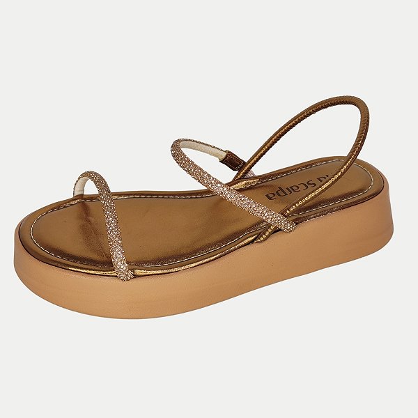 SANDALIA VIA SCARPA ANABELA MEDIA BRONZE FEMININA ADULTO