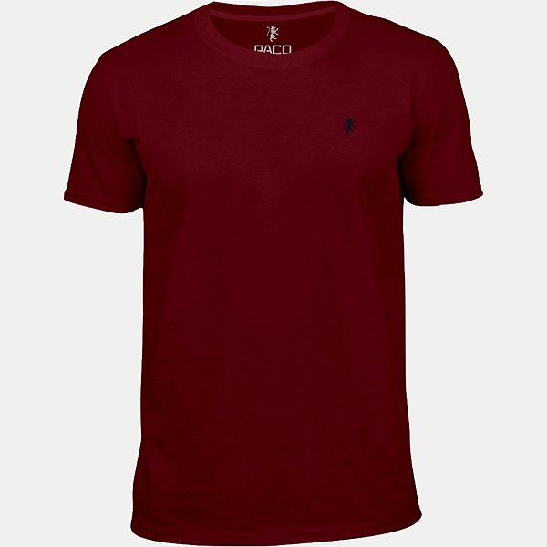 CAMISETA PACO MANGA CURTA SLIM BORDÔ ALGODÃO COM ELASTANO MASCULINO ADULTO