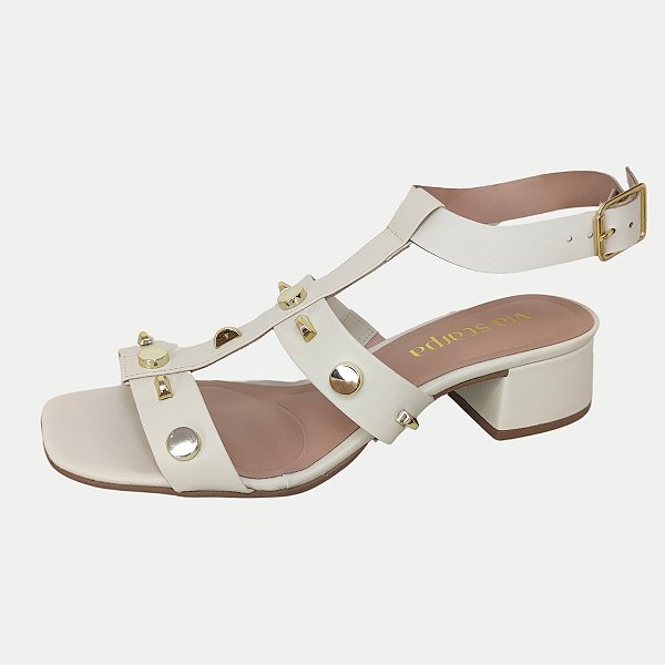 SANDALIA VIA SCARPA OFF WHITE SALTO MEDIO ACTIVE FEMININA ADULTO