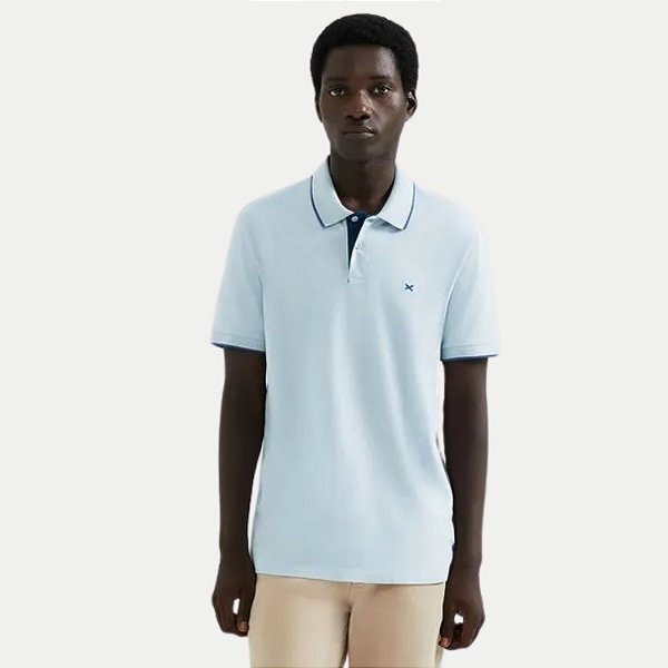POLO HERING MANGA CURTA COMFORT PIQUET LISA  AZUL PASTEL MASCULINO ADULTO