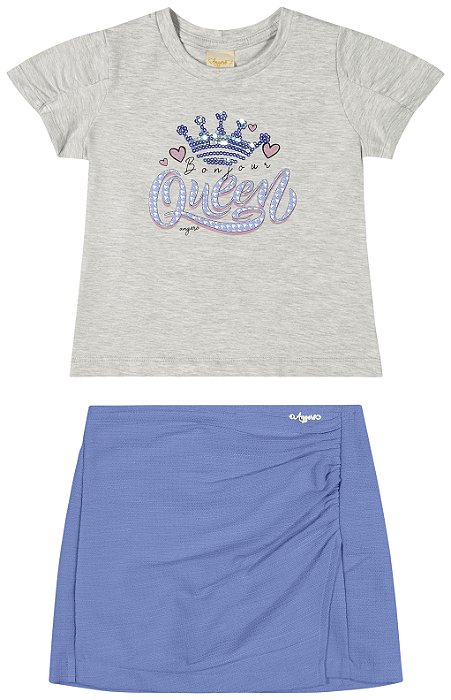CONJUNTO VERÃO ANGERO SHORT SAIA COM BLUSA FEMININO INFANTIL