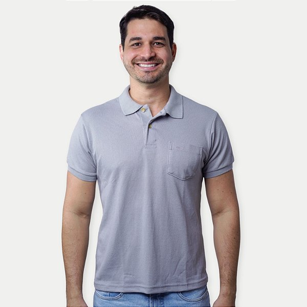 POLO WAYNA MC COMFORT LISA COM BOLSO MISTA CINZA MASCULINA ADULTO