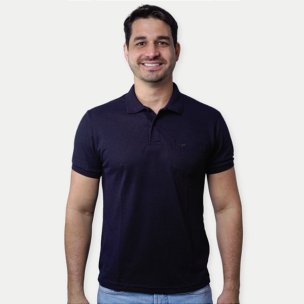 POLO WAYNA MC COMFORT LISA COM BOLSO MISTA  AZUL PETROLEO MASCULINA ADULTO