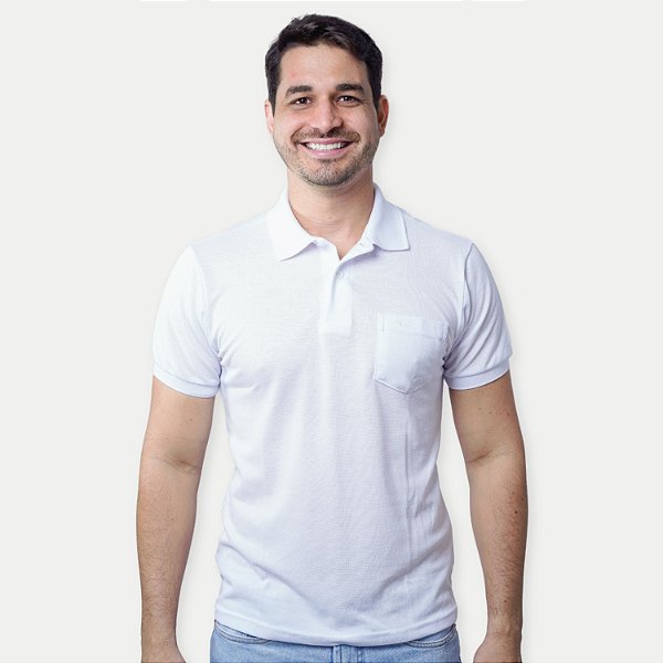 POLO WAYNA MC COMFORT LISA COM BOLSO MISTA  BRANCA MASCULINA ADULTO