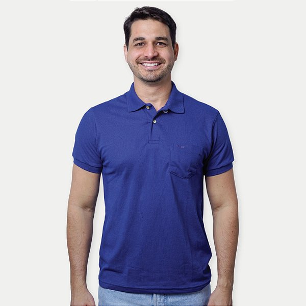 POLO WAYNA MC COMFORT LISA COM BOLSO MISTA  AZUL MARINHO MASCULINA ADULTO